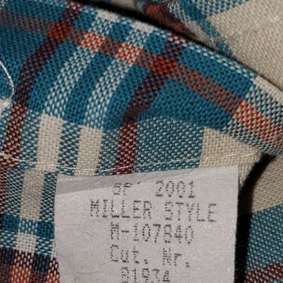 Cinch LS Button Down Shirt,  Size XL Miller Style M-107840, Teal/CreamPlai - Picture 2 of 8